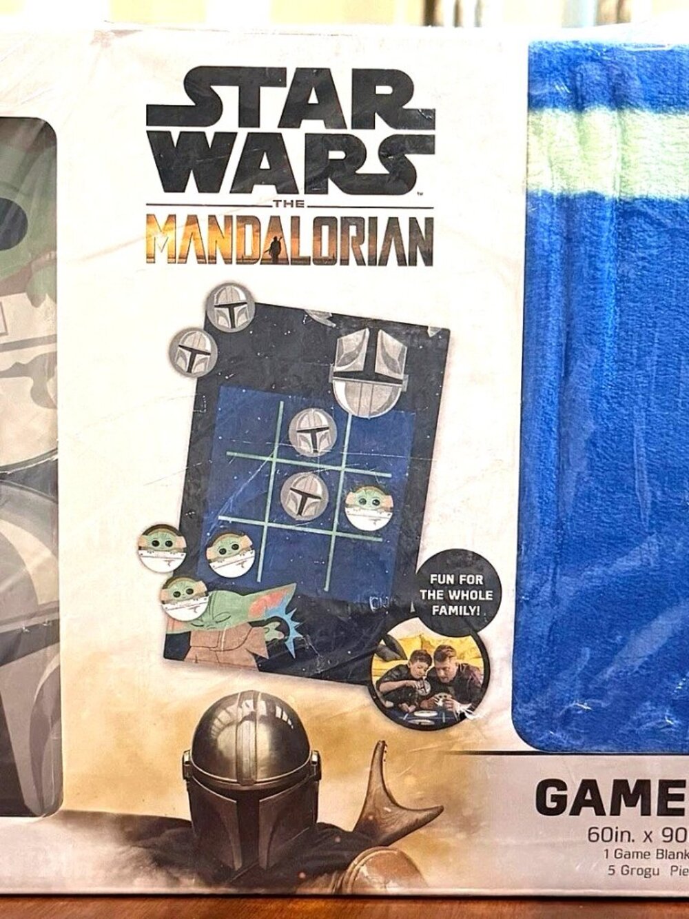 Large Star Wars Madalorian Plush Blanket Game Set 60"x90" w/5 Game Pieces & Bag